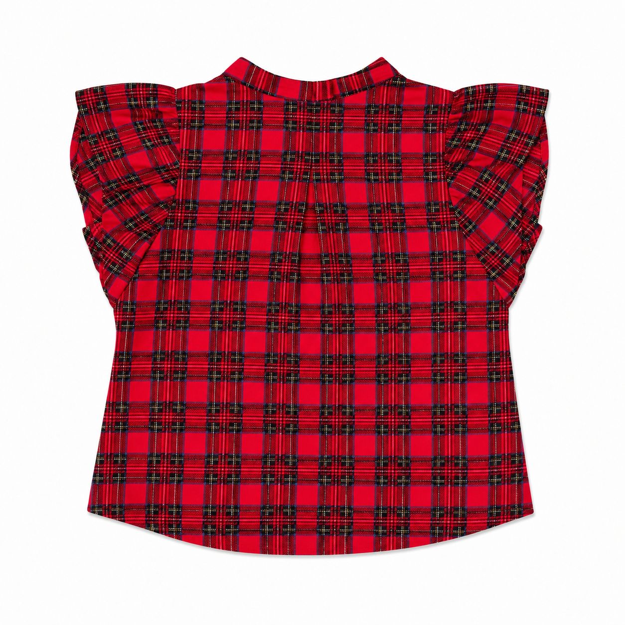 Tommy Hilfiger blouse with red plaid print and ruffles on the sleeves