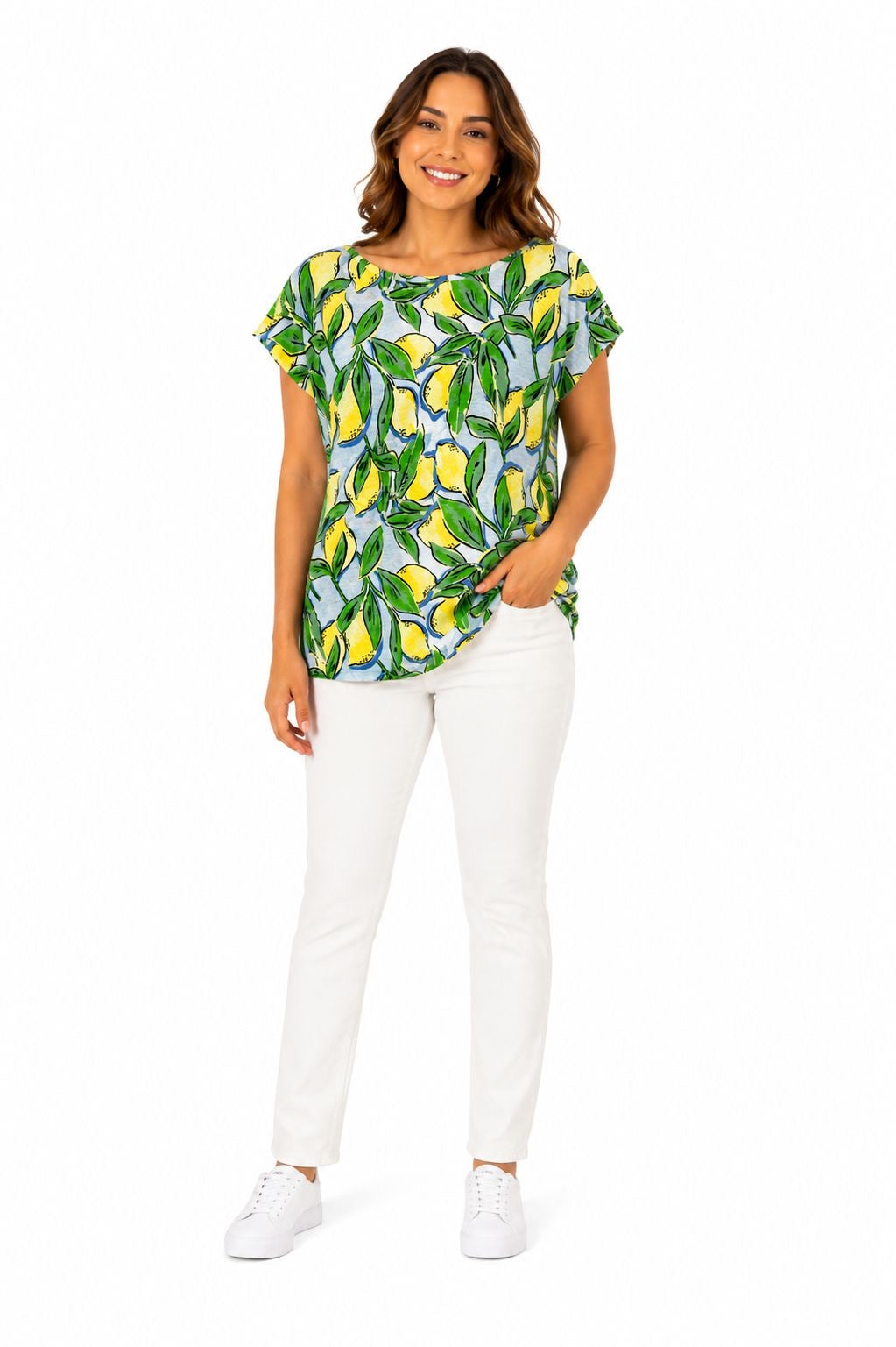 ISAAC MIZRAHI-Linen blouse with lemon print