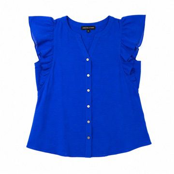 Adrienne Vittadini Intense blue blouse has a V-neck design Women’s
