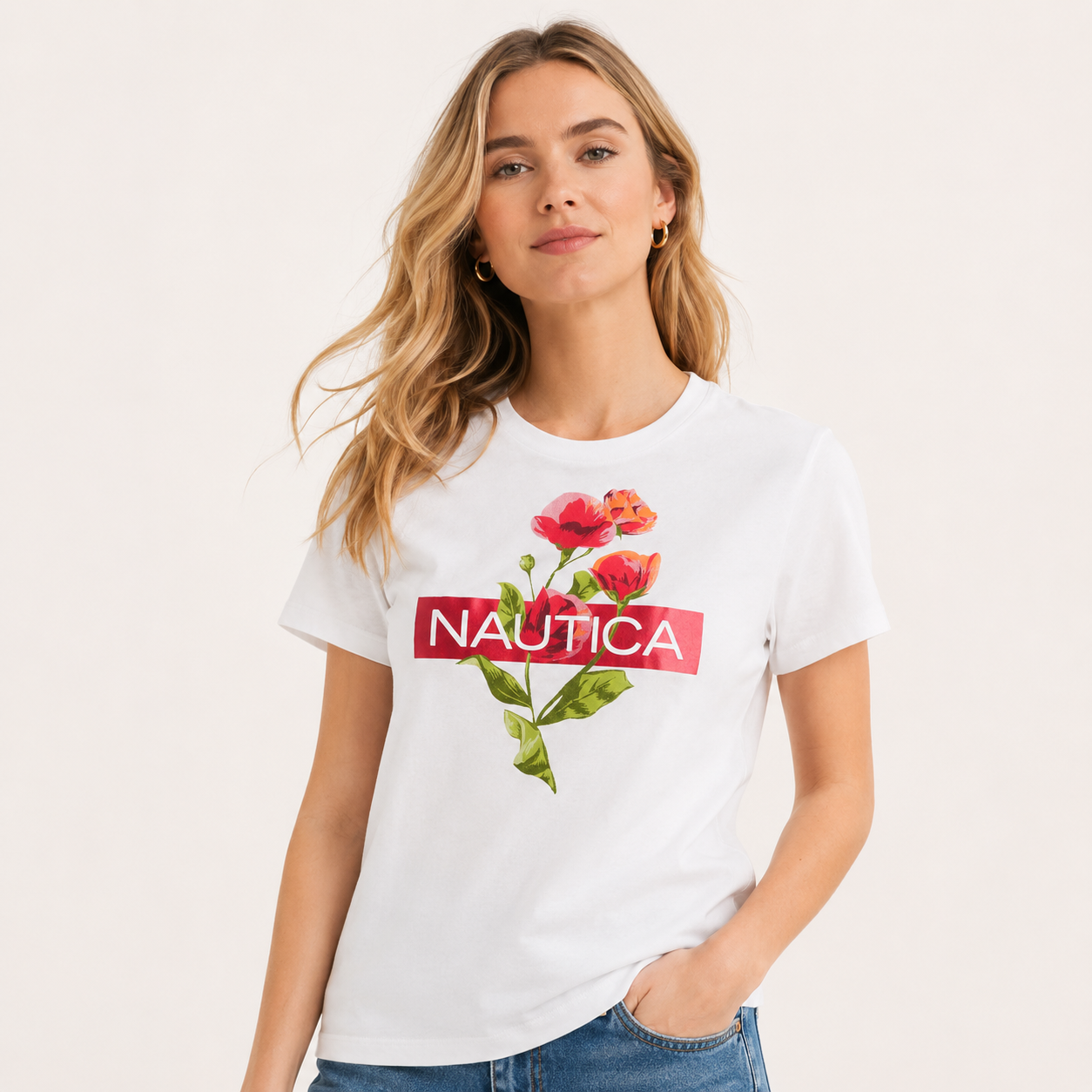 Nautica Floral Logo Graphic T-Shirt
