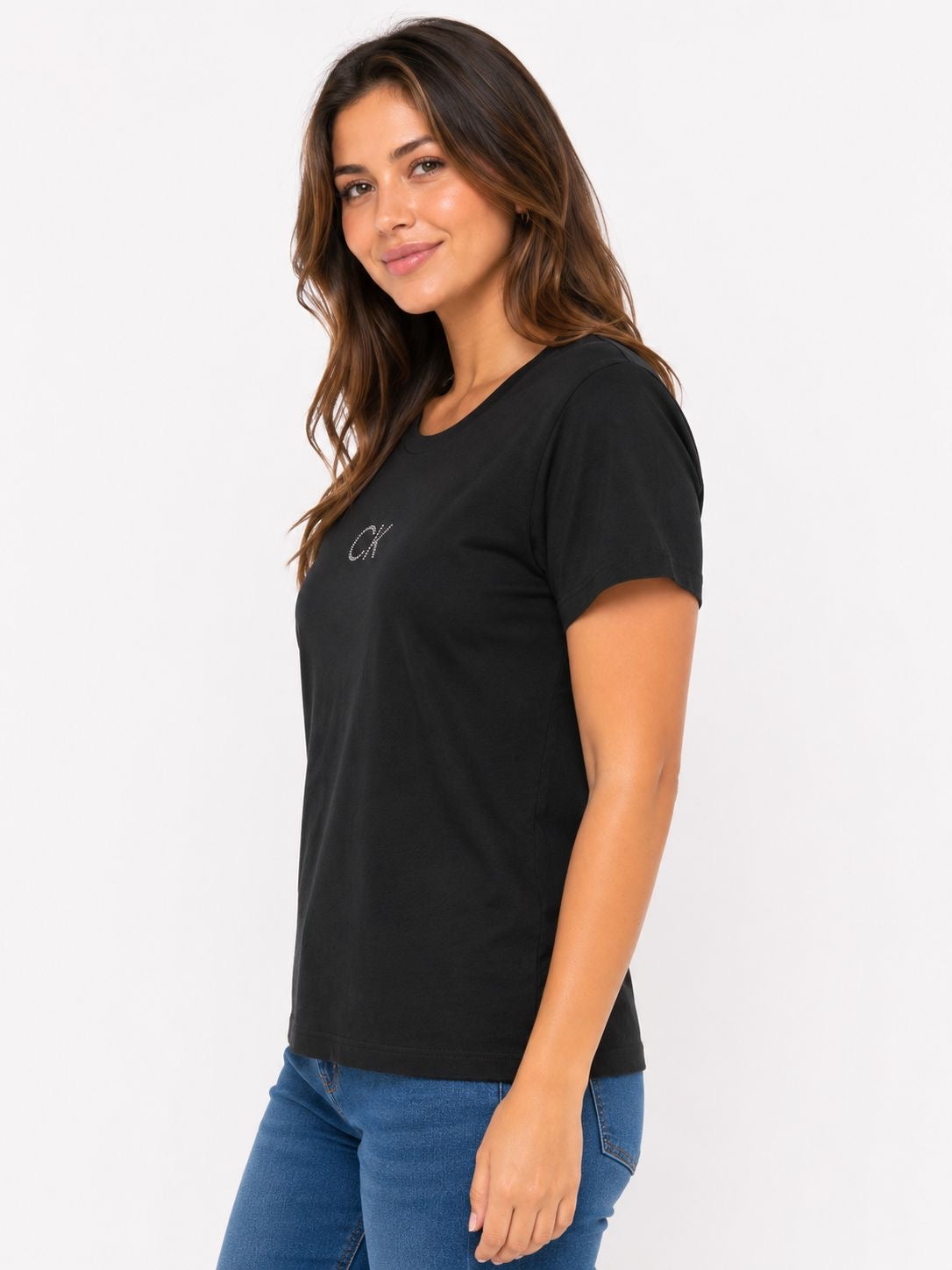 Calvin Klein black short-sleeved t-shirt for women.