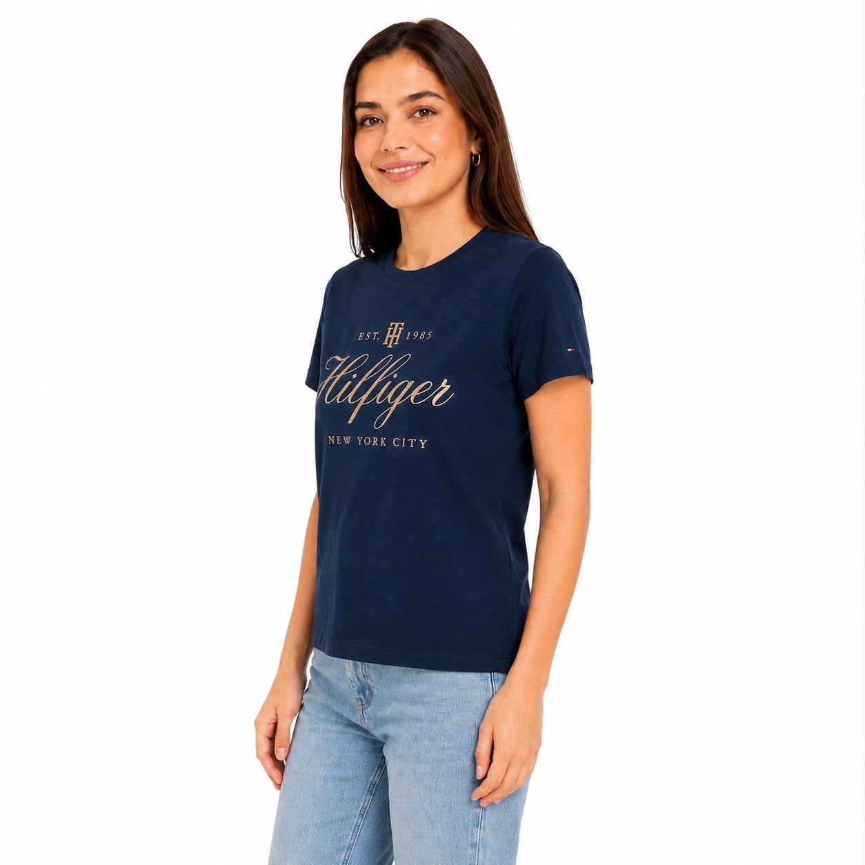 Tommy Hilfiger women's t-shirt in navy blue with a graphic logo