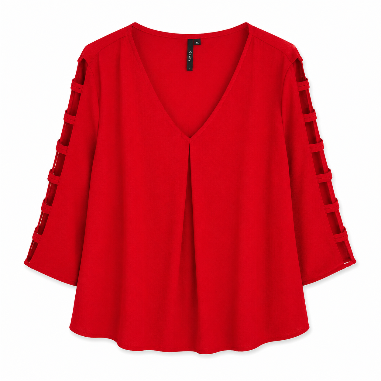 Cathy Red blouse Designed with a fluid style and distinctive details on the sleeves
