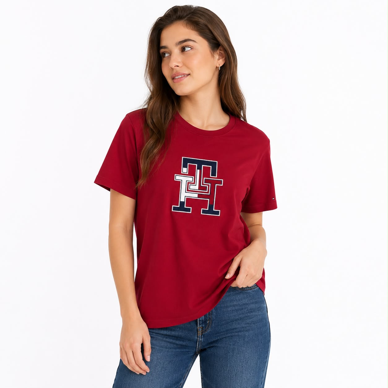 Tommy Hilfiger Embroidered Tricolor Logo T-Shirt Women’s