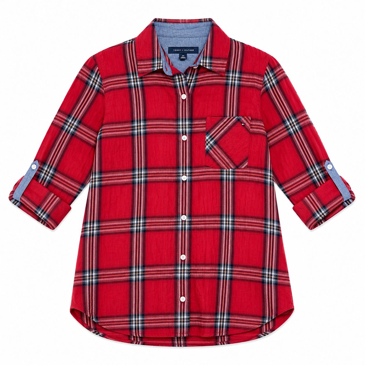 Tommy Hilfiger Women's Plaid Crinkle Utility Shirt