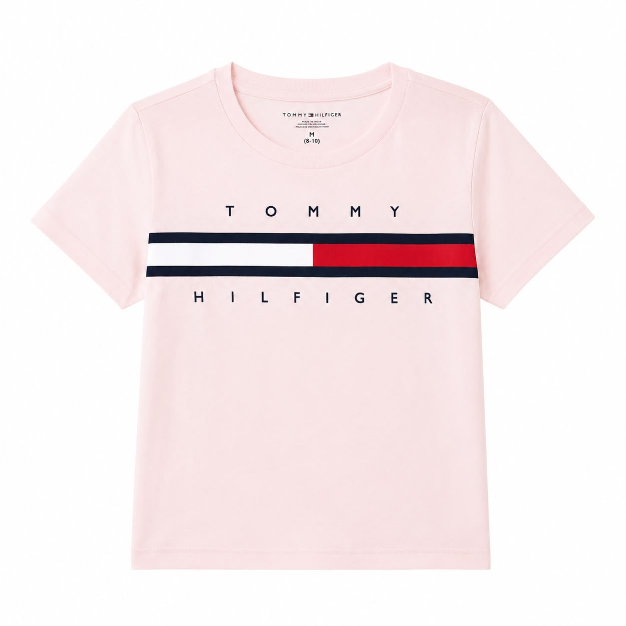 Tommy Hilfiger Girls Peach Solid Round Neck T-Shirt