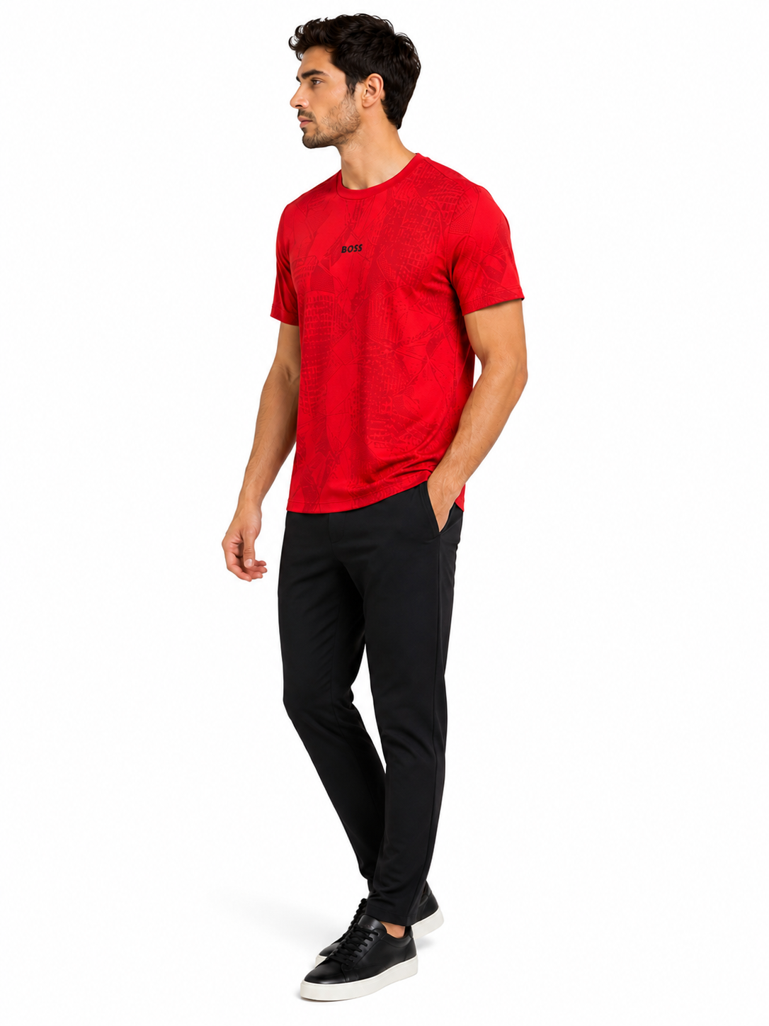 BOSS Tee Desert Active technical t-shirt in Red