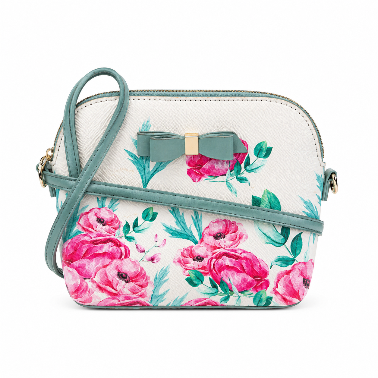 Alyssa Bow Flower Dome Crossbody Bag