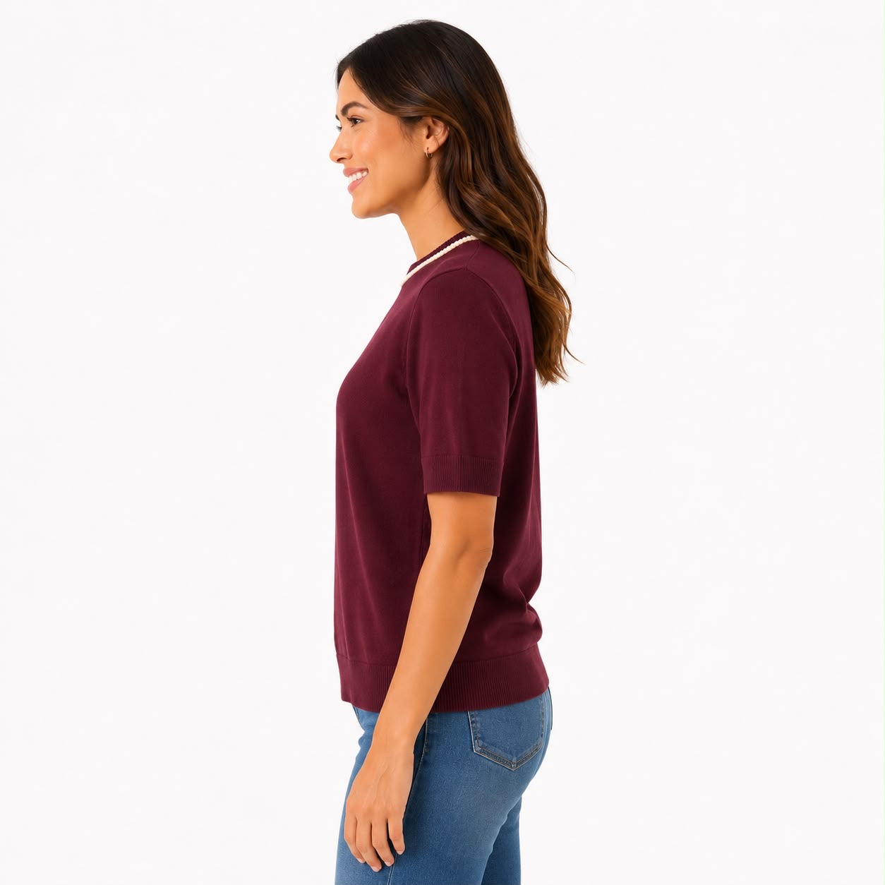 Cable & Gauge Short-sleeved fine knit sweater Women’s
