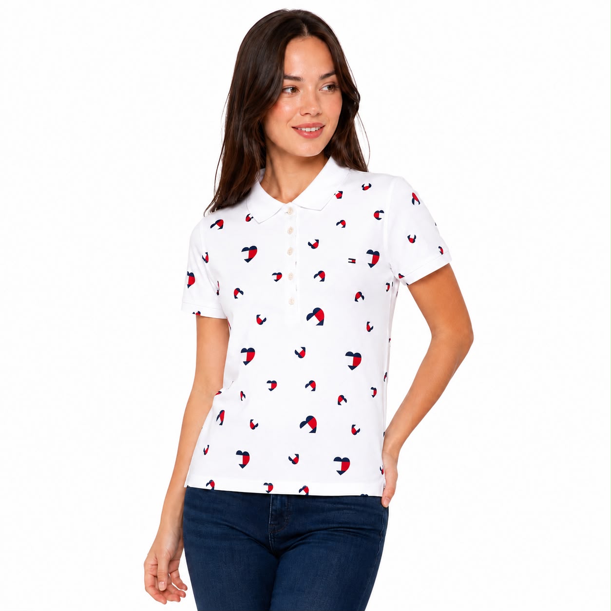 Tommy Hilfiger Heart-Print Polo Top