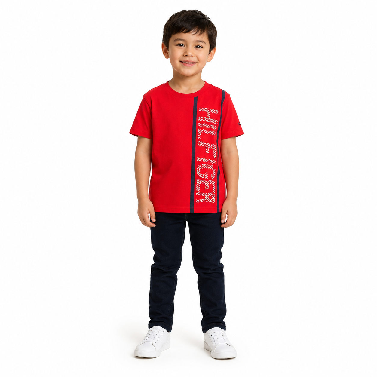 Tommy Hilfiger kids' vertical logo t-shirt