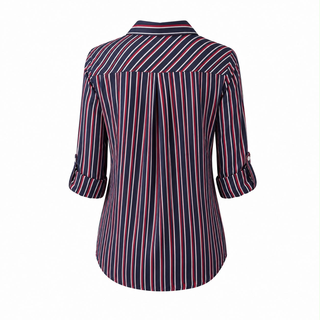 Tommy Hilfiger blouse with red, white and blue stripes has a zipper closure at the collar
