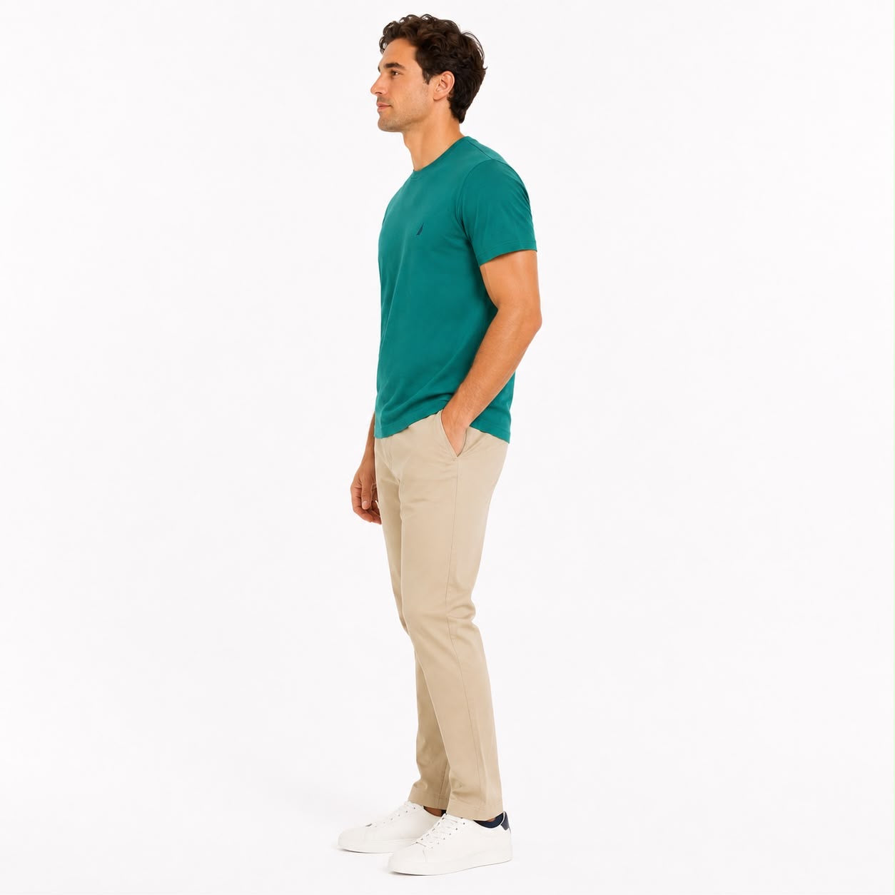 NAUTICA-Green t-shirt with round neck and classic cut