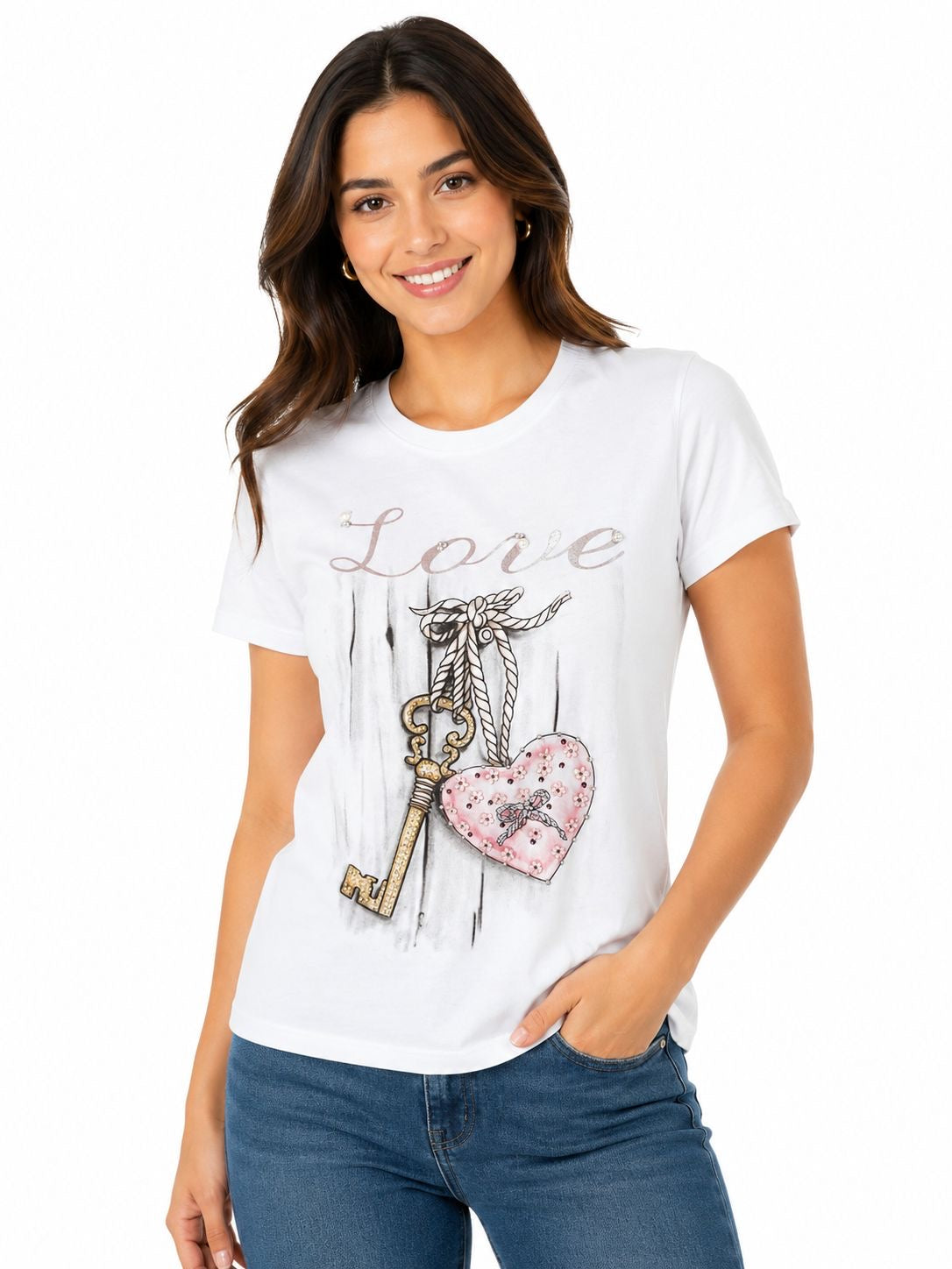 VINIZBENA-White short-sleeved t-shirt
