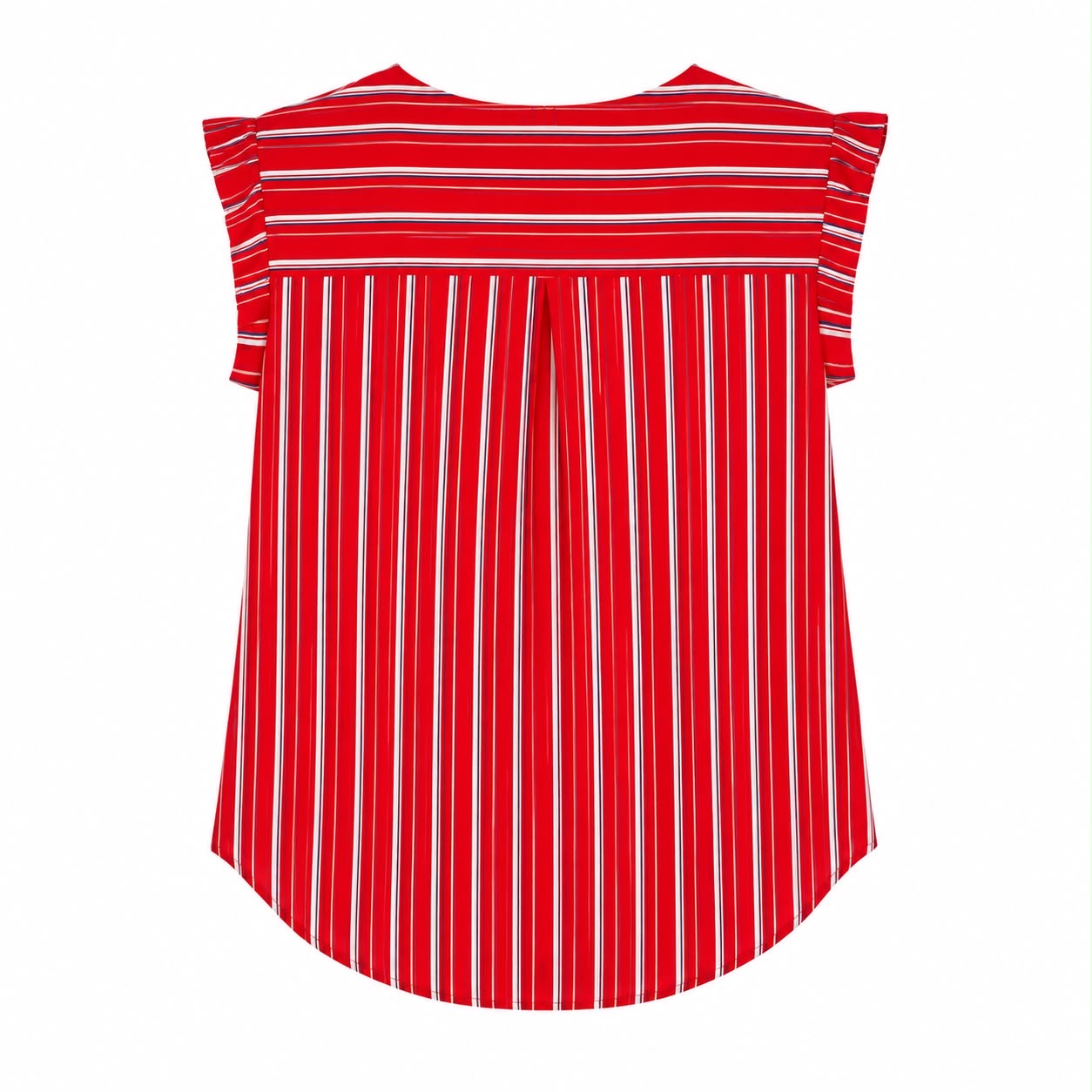 W5 blouse has a red and white vertical stripe print