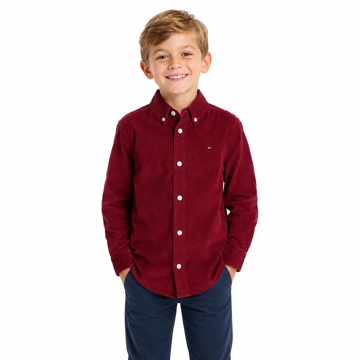 Tommy Hilfiger Mens Flex Corduroy Button Up Shirt