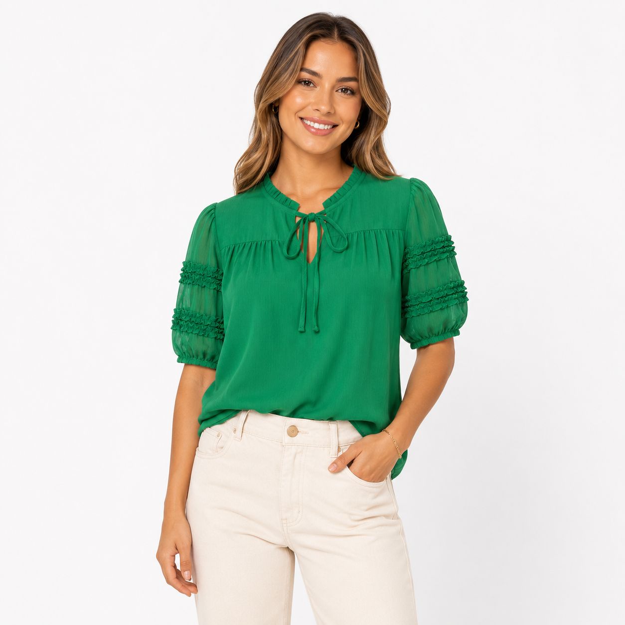 DR2 Green blouse with puff sleeves Women’s