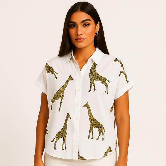 Jane + Delancey Giraffes Button-Down Shirt