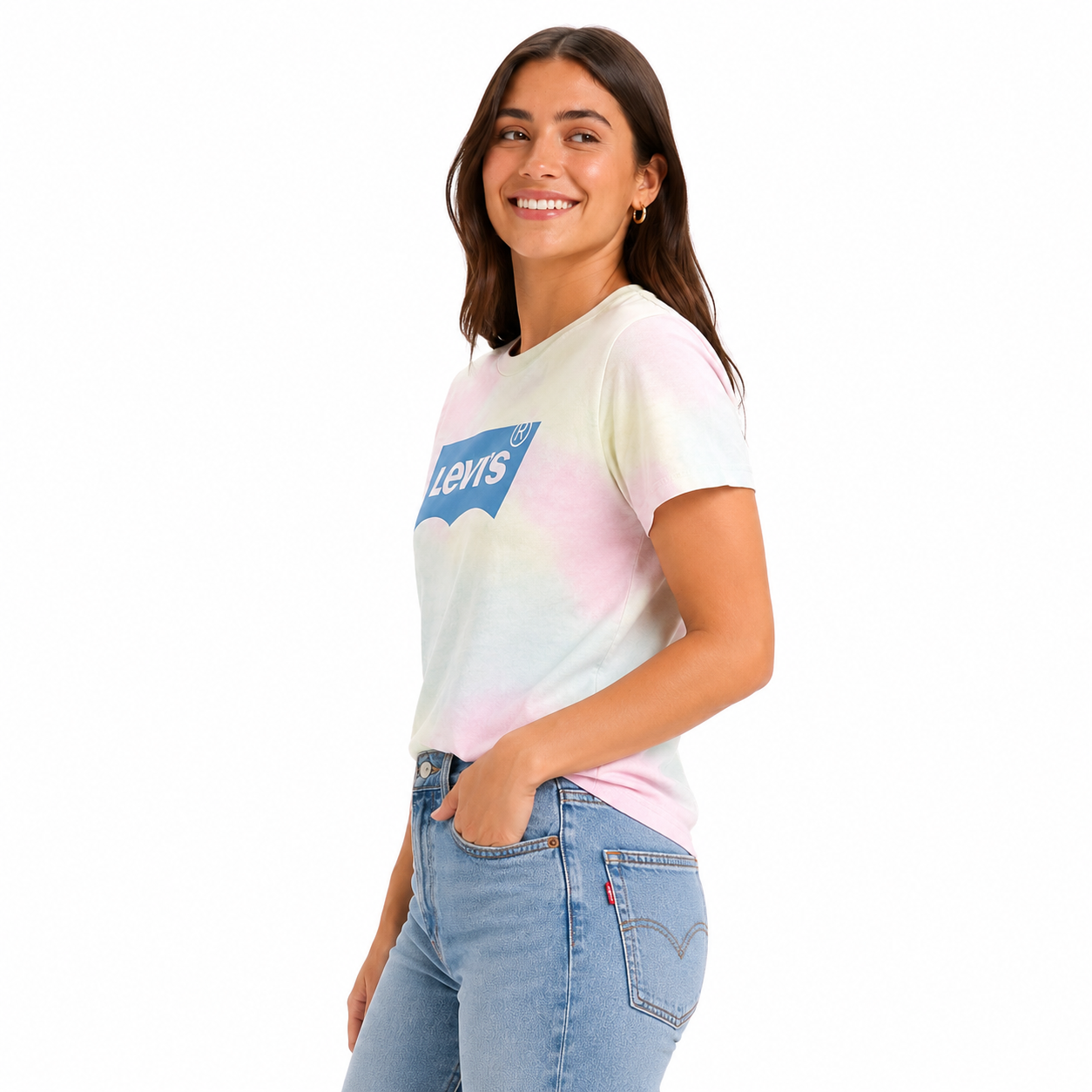 Levi's The Perfect Tee t-shirt stands out for its tie-dye design in pastel tones