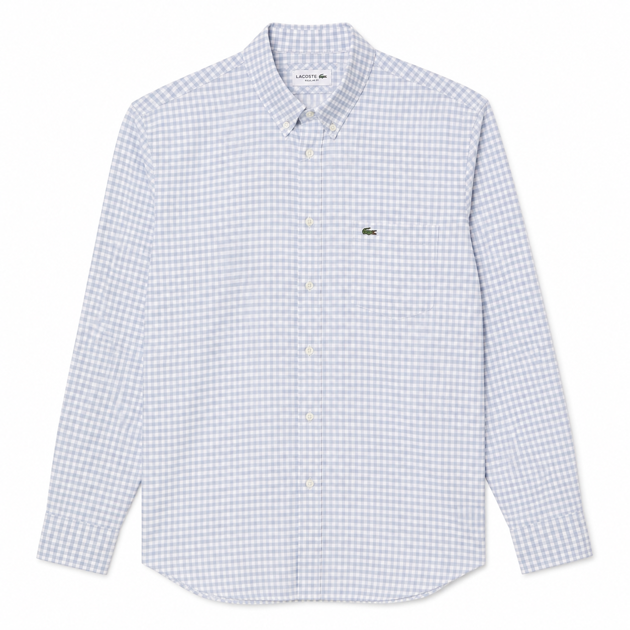 Lacoste Men's Long Sleeve Regular Fit Gingham Button Down Shirt