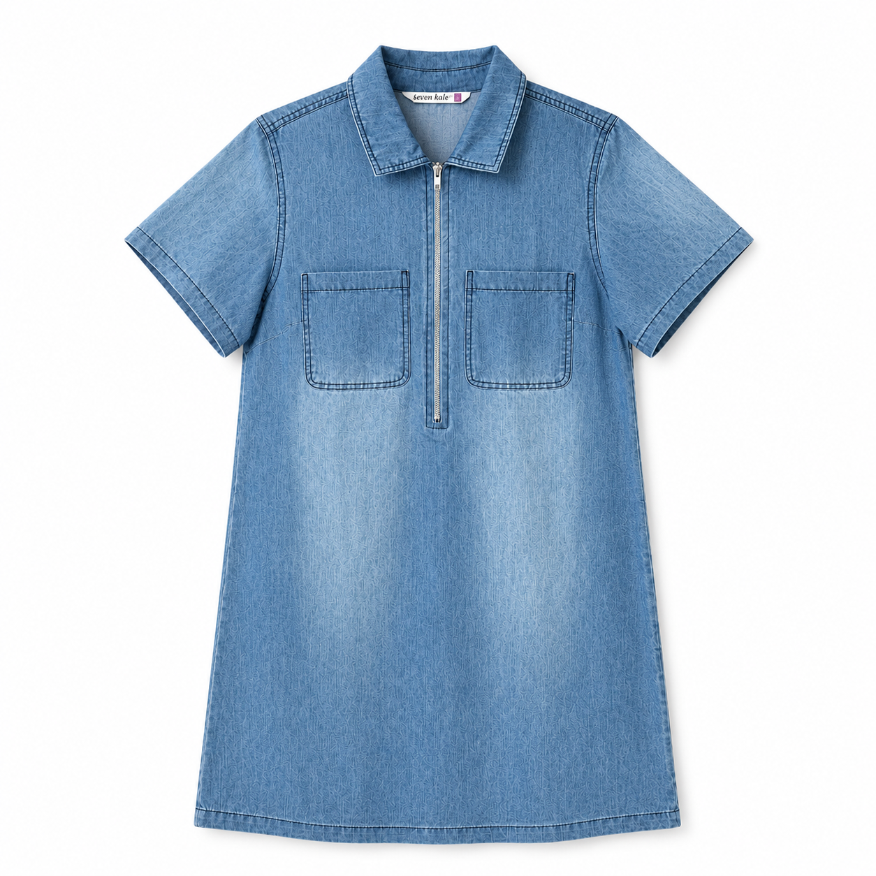 Given Kale Zip-front Dennin Dress