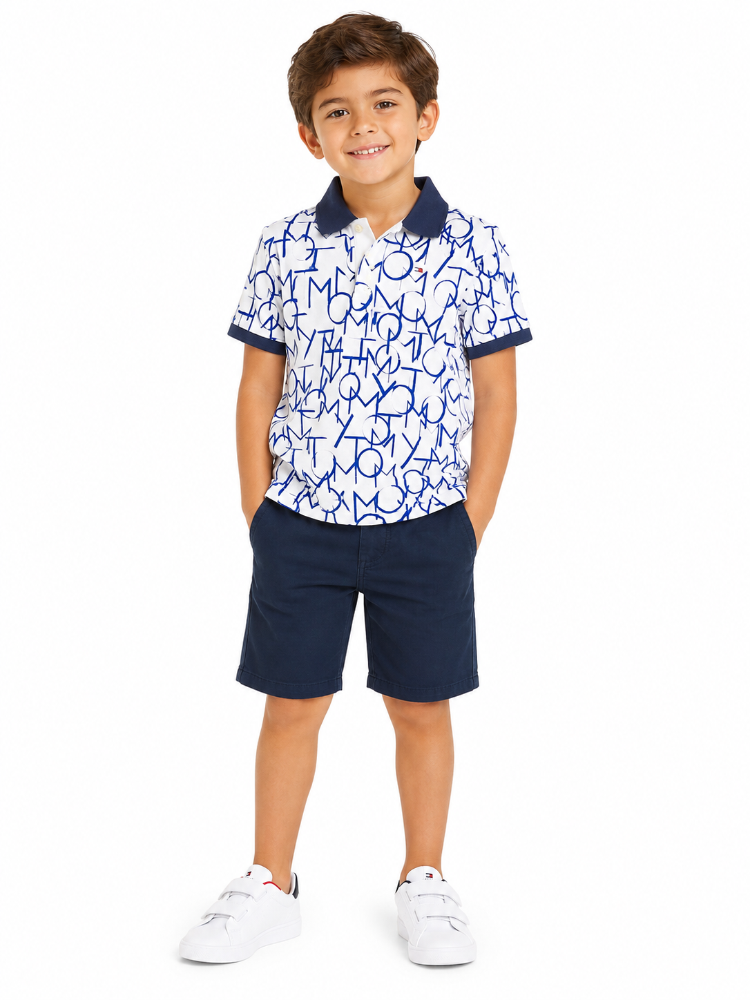 Tommy Hilfiger- Boys Brand Logo Printed Polo Collar Pure Cotton T- Shirt