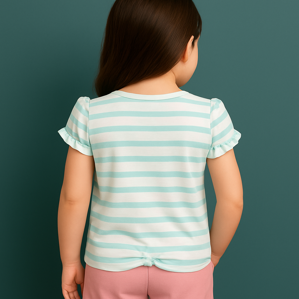 Tommy Bahama Crewcuts Girls Short Sleeve Striped Anchor Tee Shirt