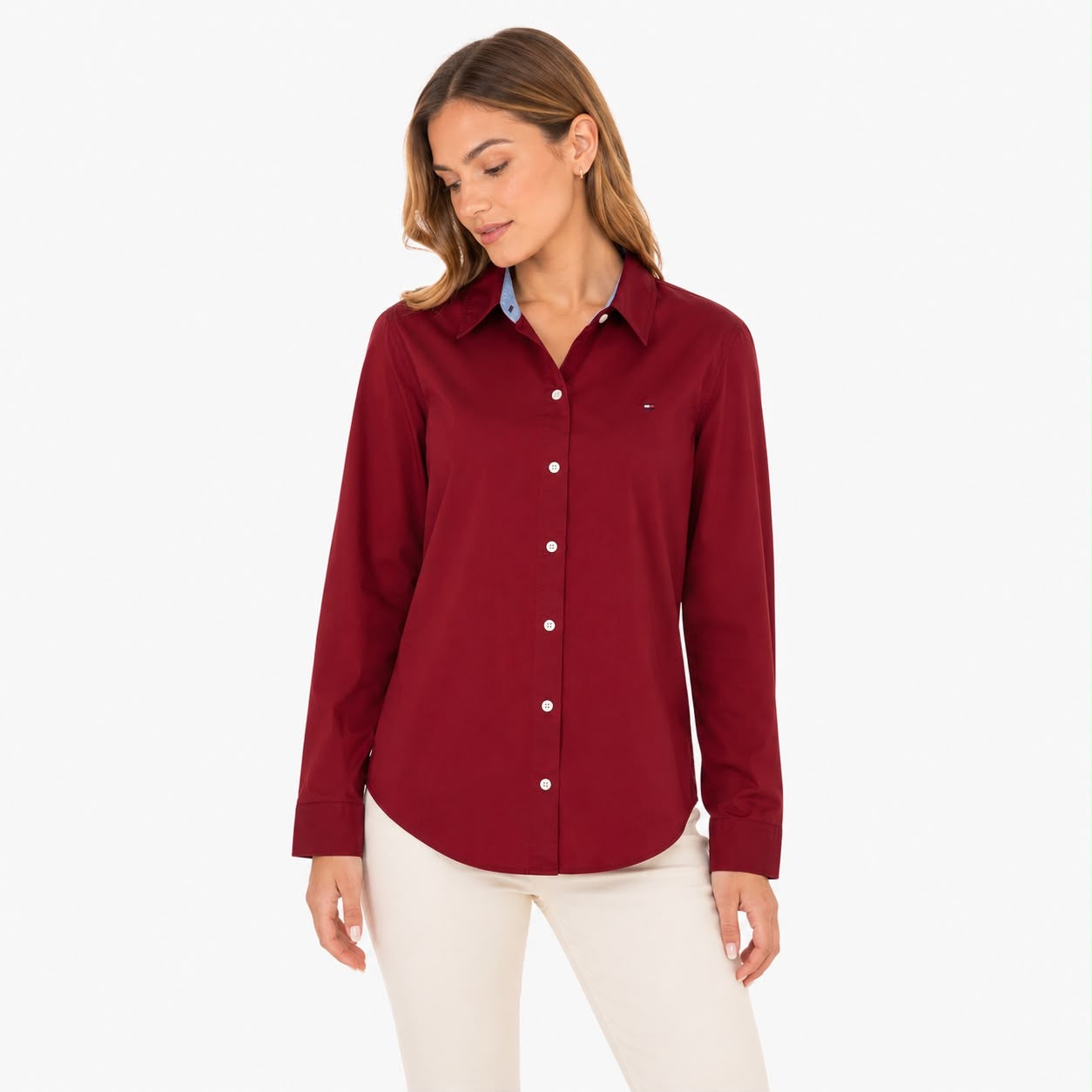 Tommy Hilfiger Maroon Cotton Shirt