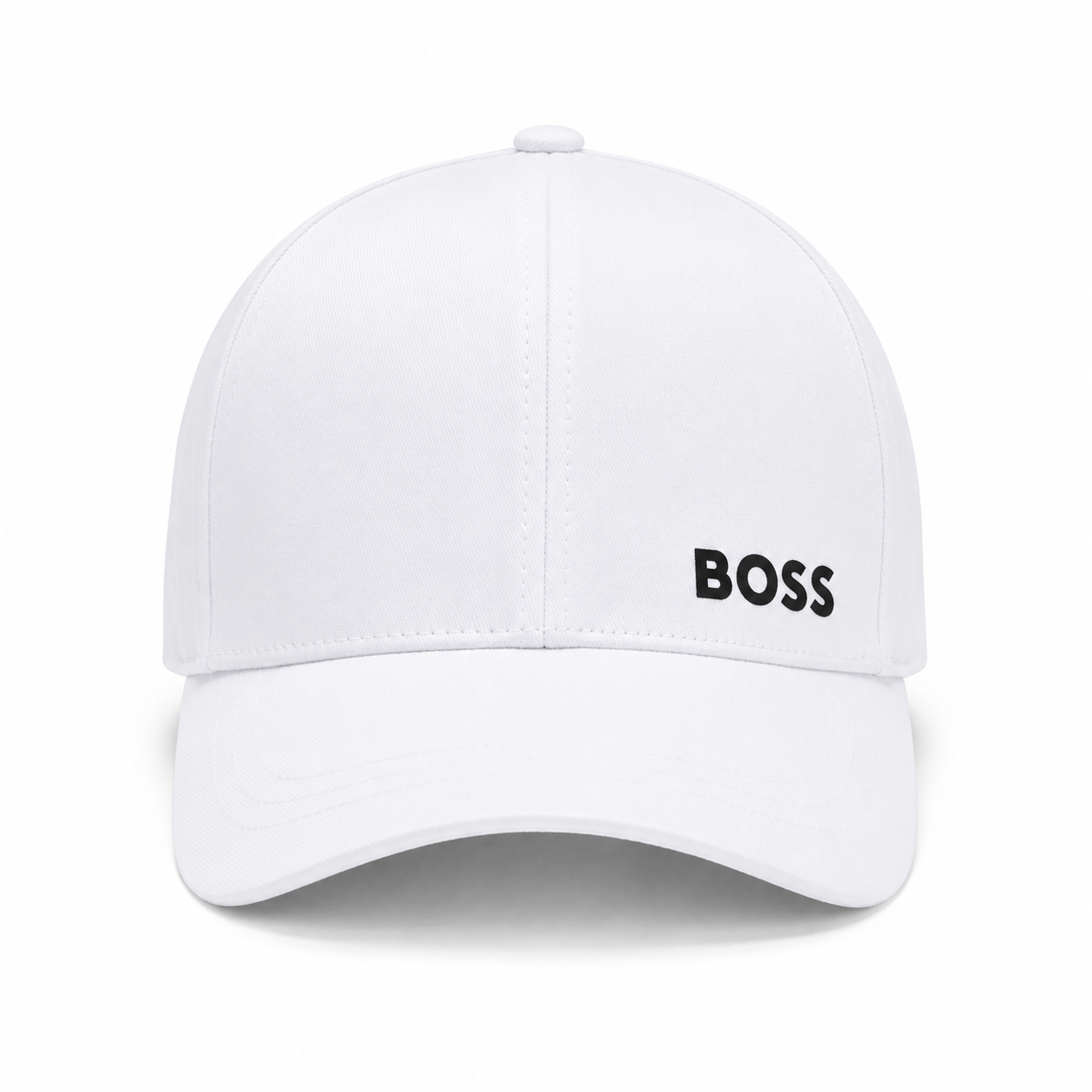 HUGO BOSS-White baseball cap from the BOSS brand with the logo printed on black