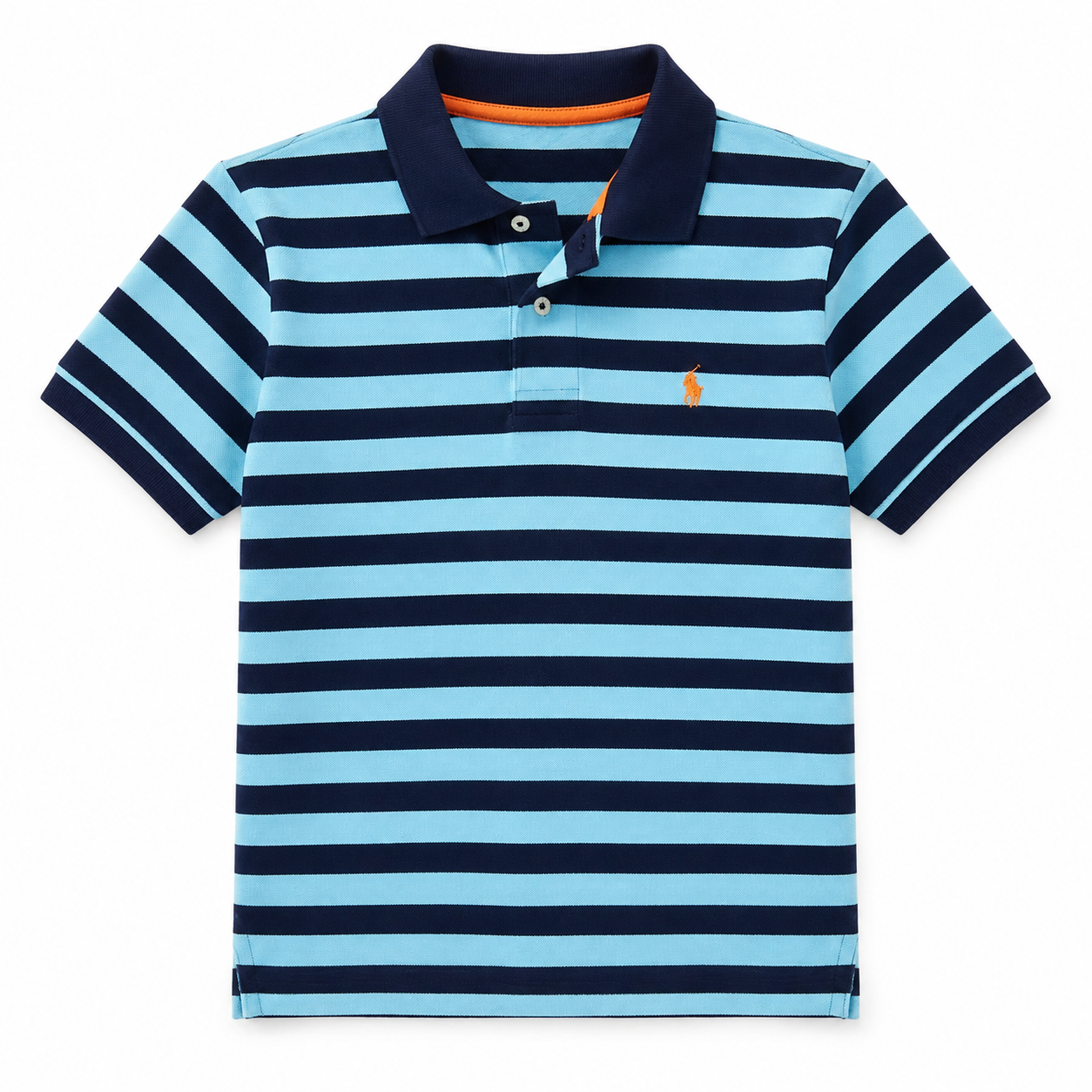 Polo Ralph Lauren boys' blue and navy striped cotton mesh polo shirt