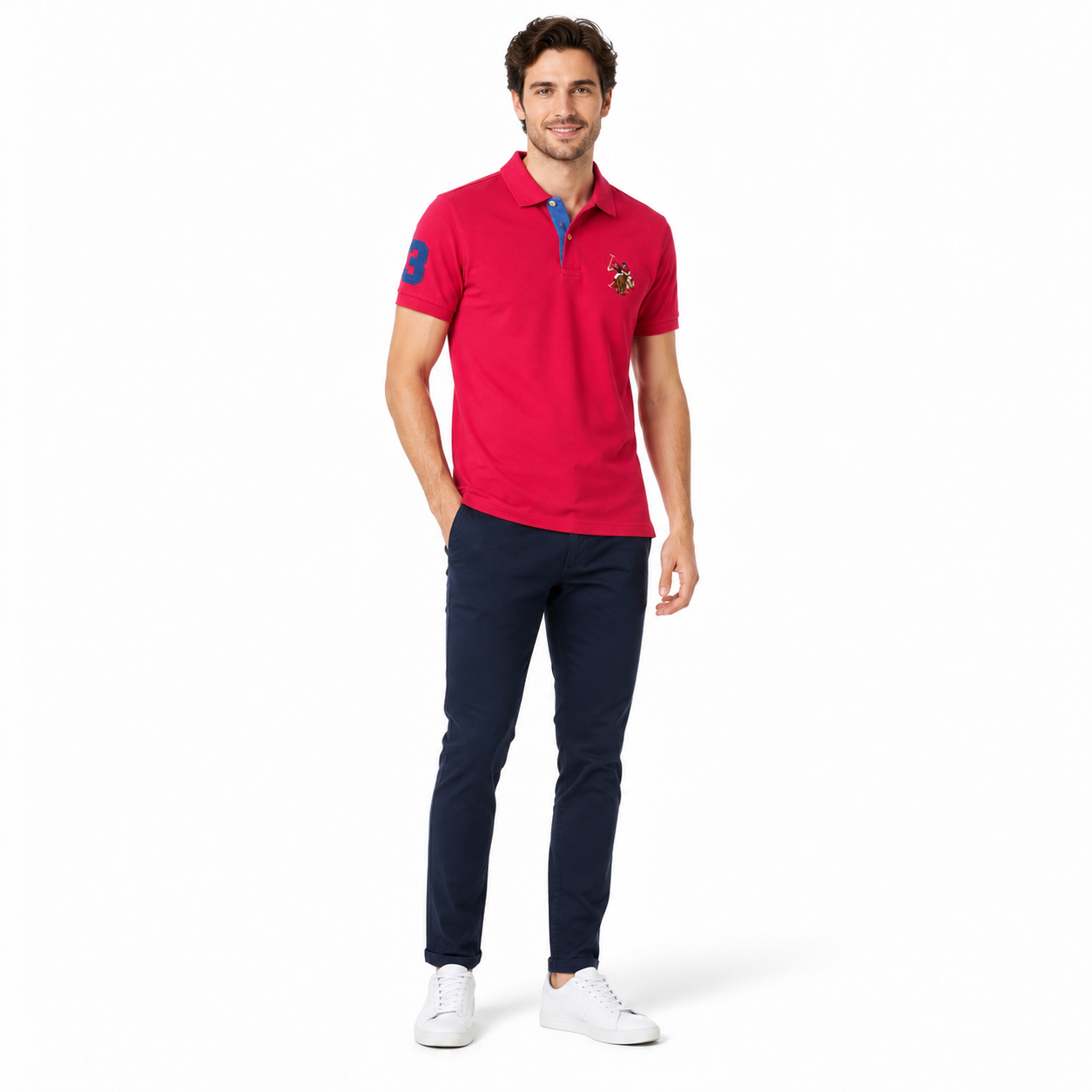 U.S. Polo Assn. Multi Color Logo Solid Pique Polo Shirt
