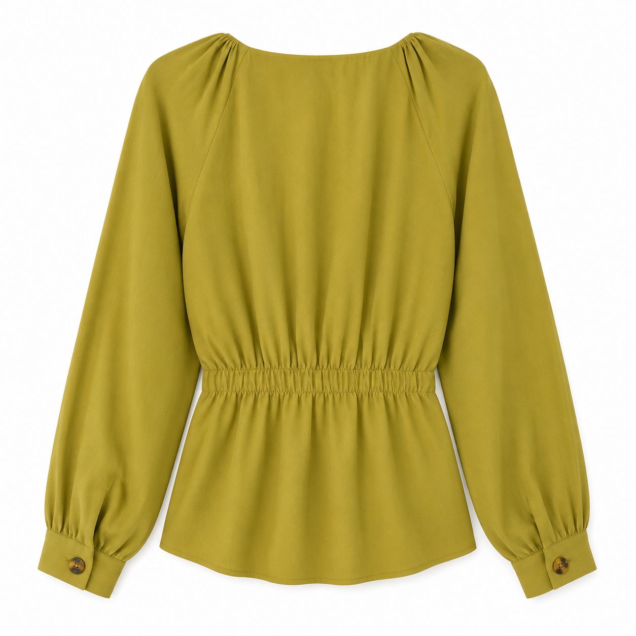OLM Linen Button Up Blouse with Balloon Sleeves
