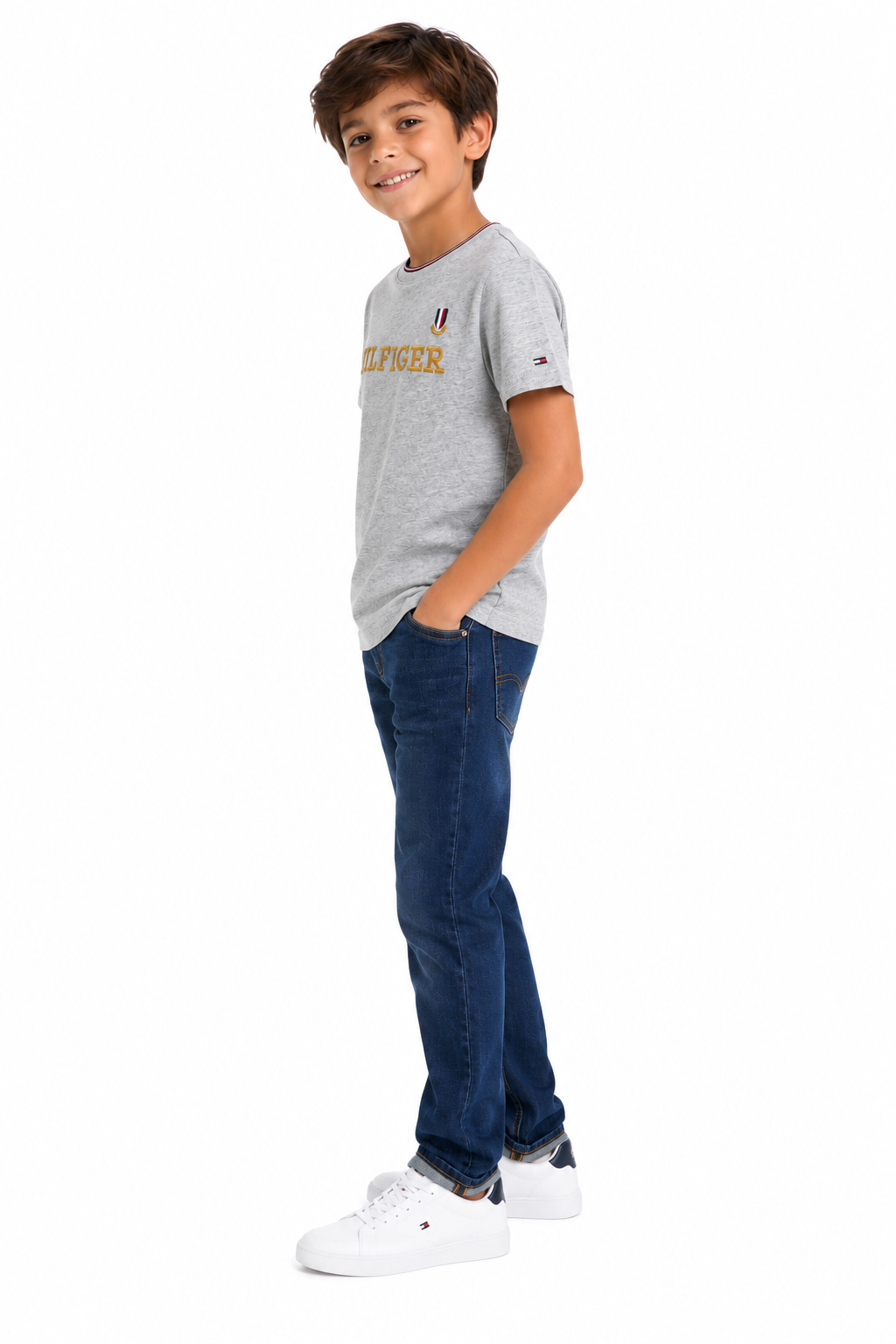 Tommy Hilfiger-Kids' Embroidered Hilfiger Logo T-Shirt