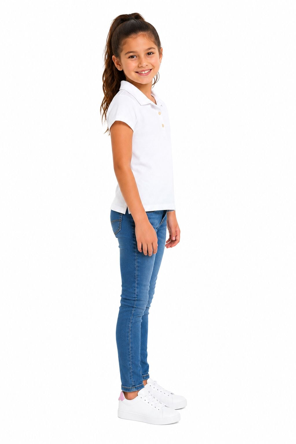 OSHKOSH-White school polo shirt or shirt for girls