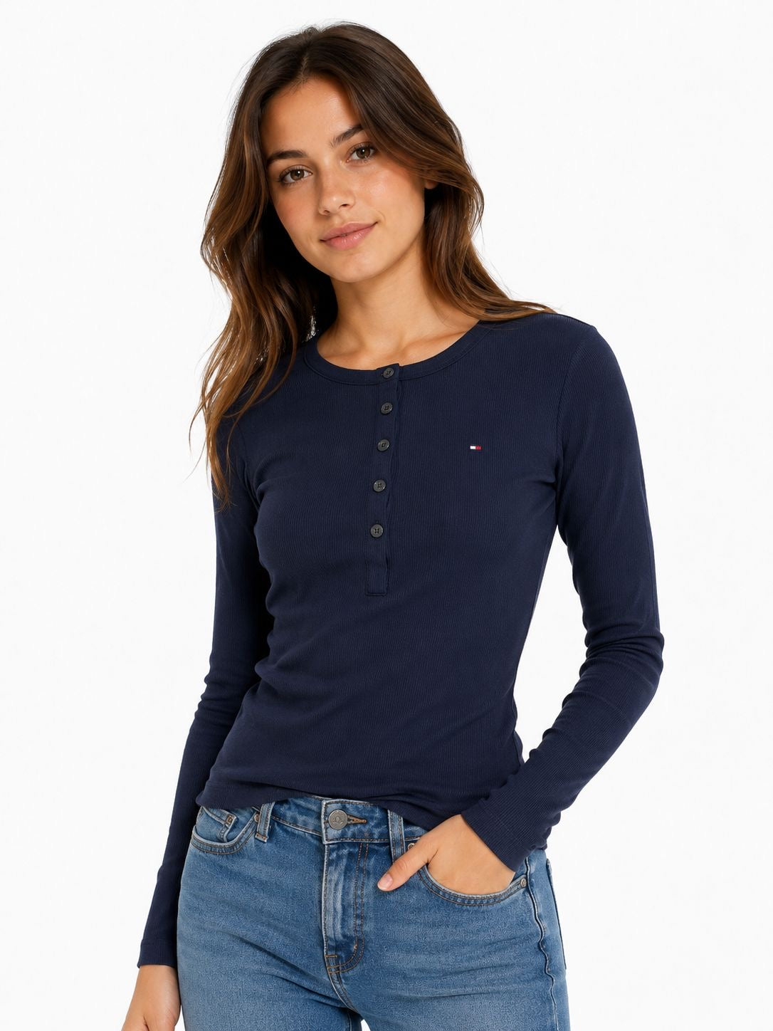 Tommy Hilfiger Henley t-shirt in navy blue