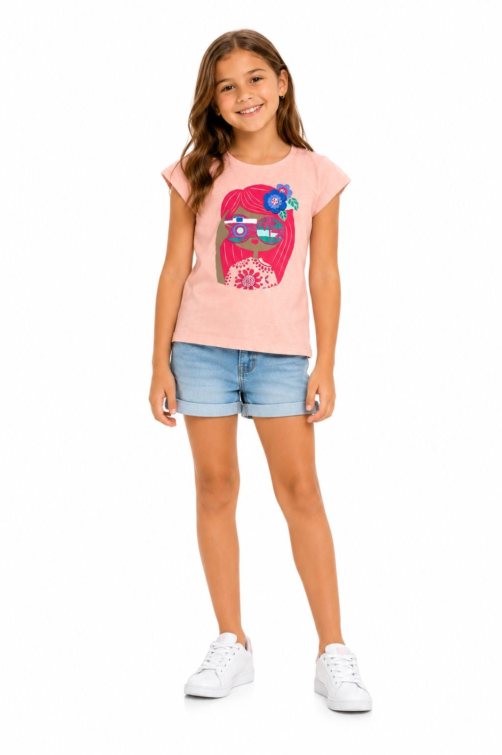 TOUGHSKINS-Pink short-sleeved t-shirt for girls