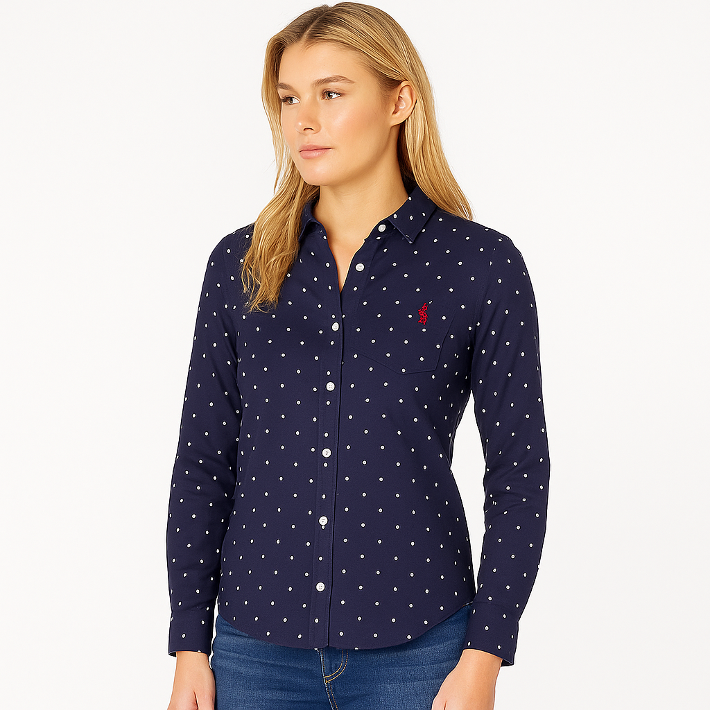 U.S Polo Assn Dot Poplin Long Sleeve Shirt