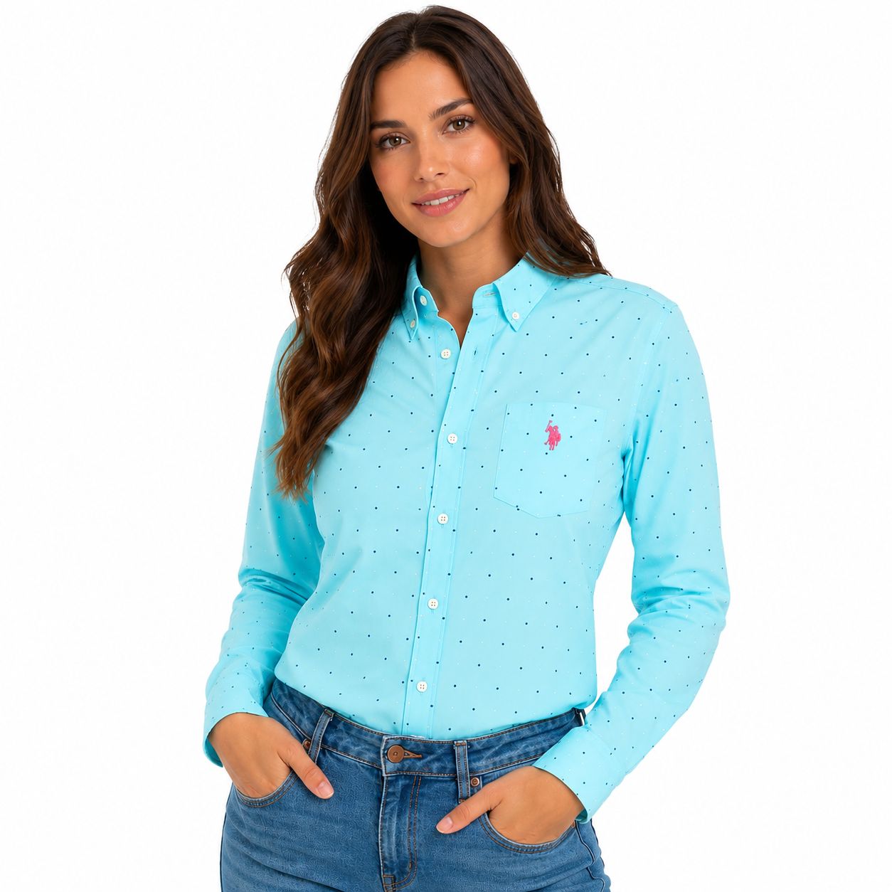 U.S Polo Assn Dot Poplin Long Sleeve Shirt