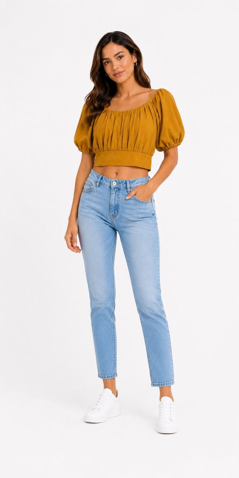 MIlK &HONEY-Mustard yellow blouse with puffy sleeves and folds