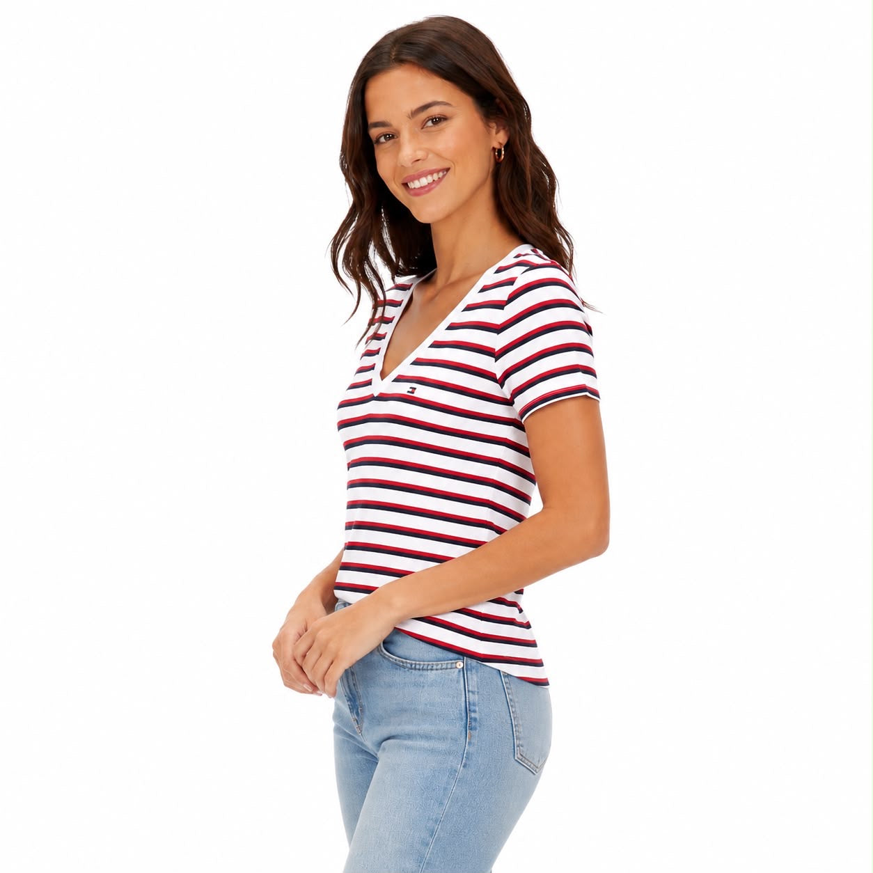 Tommy Hilfiger V-Neck Stripe Favorite T-Shirt