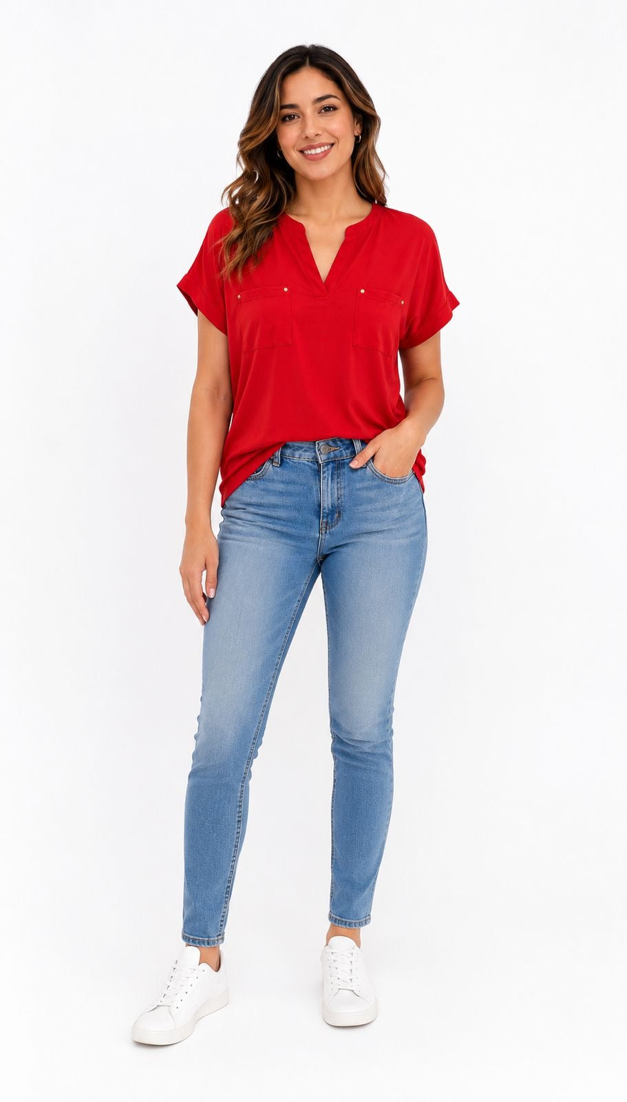 Anne Klein-Bright red blouse from the Anne Klein brand