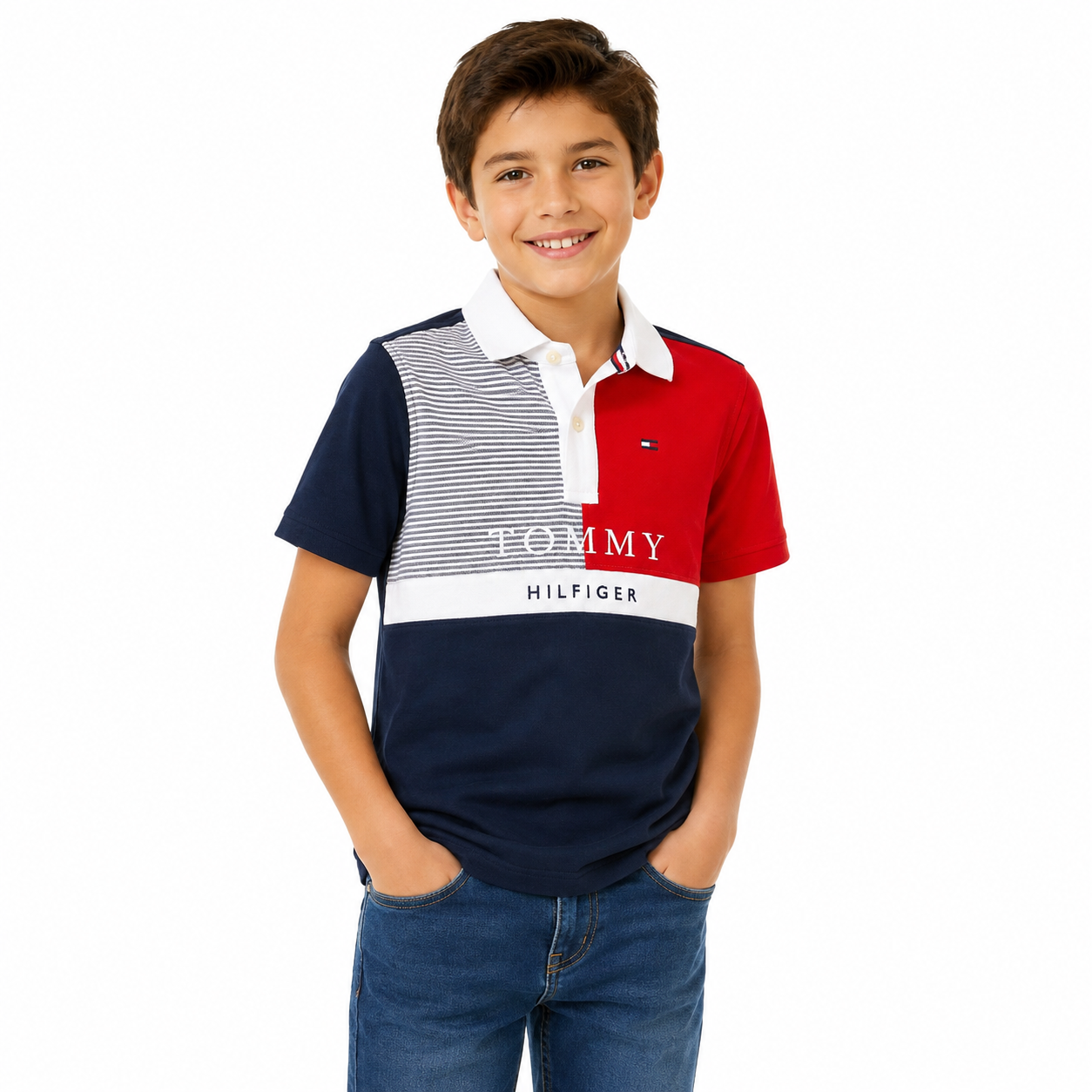 Tommy Hilfiger Boys Navy Colour Pique Polo Shirt