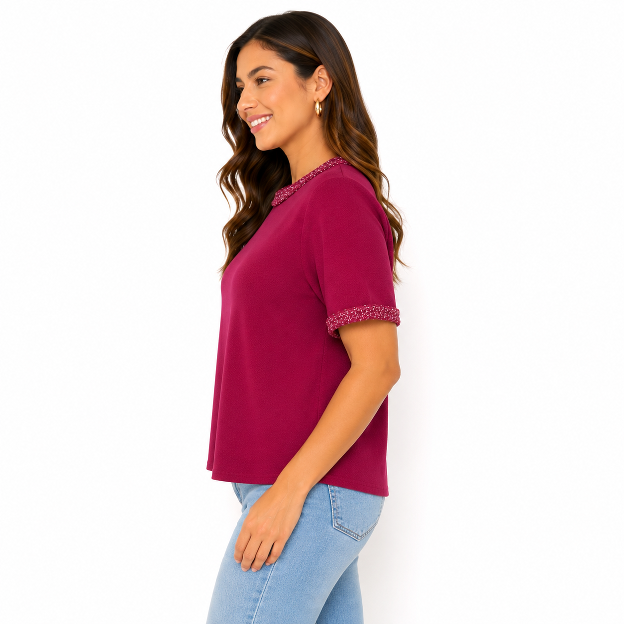 Nanette Lepore short sleeve sweater in wine color