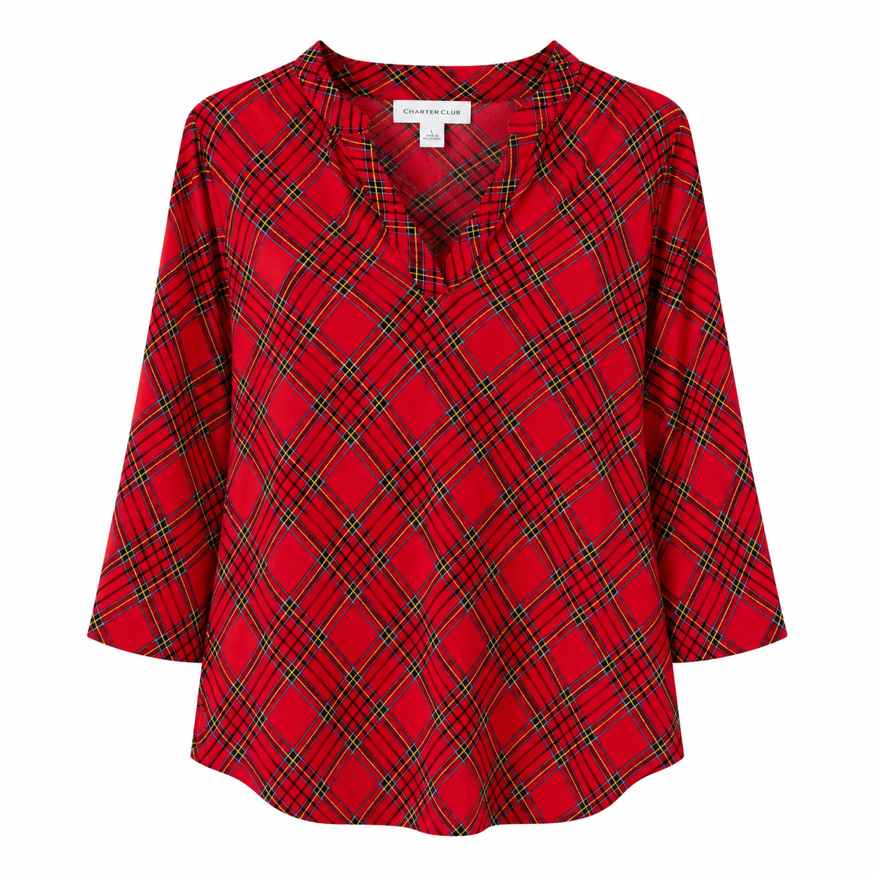 Charter Club Petite Veering Vine V-Neck Top