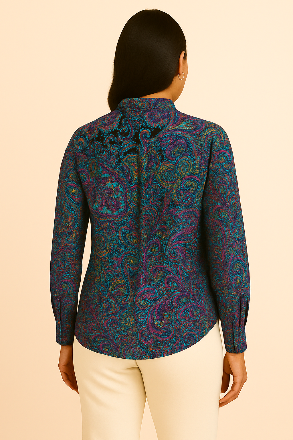 Rafaella Paisley Print Shine Satin Blouse
