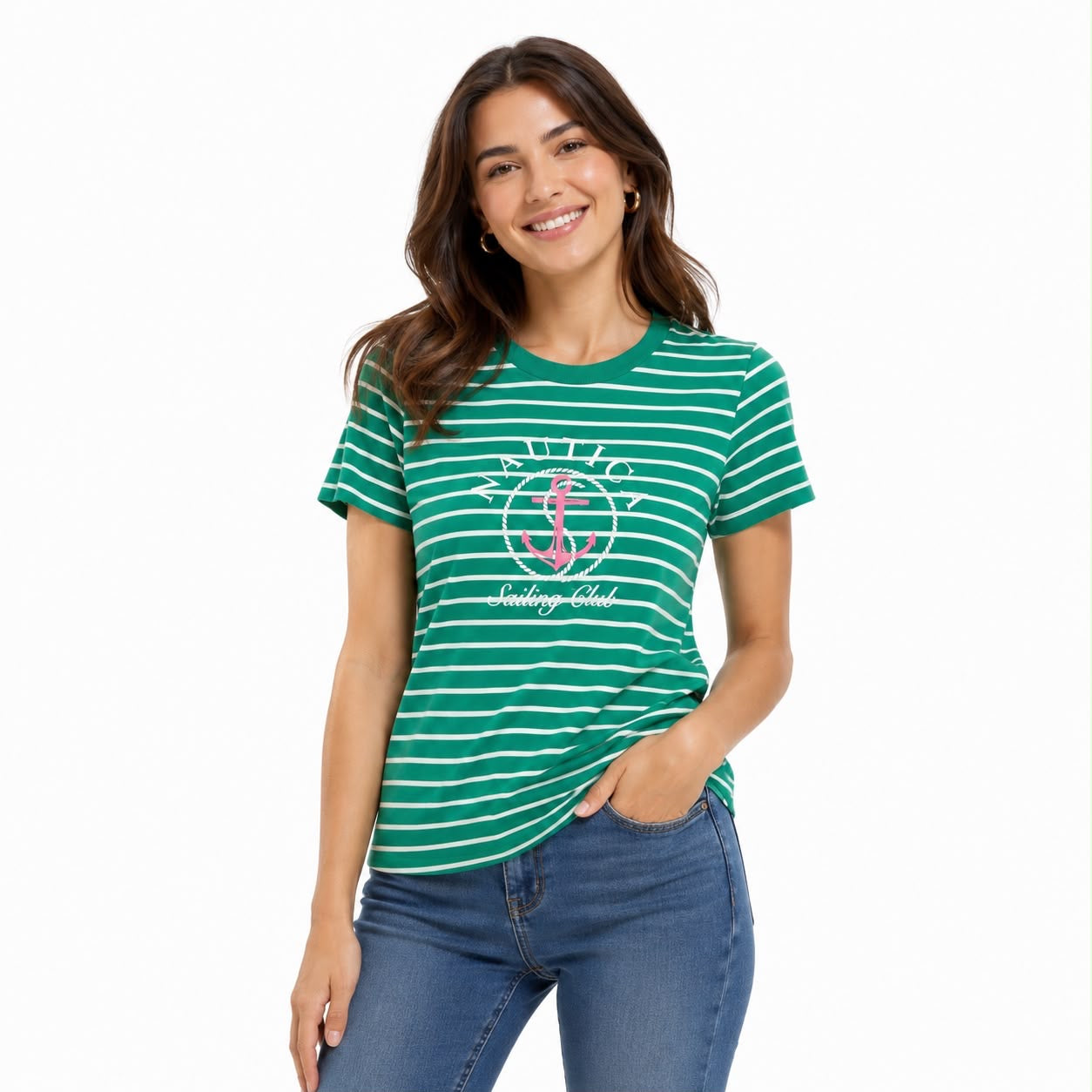 Nautica Green and white striped t-shirt Women’s