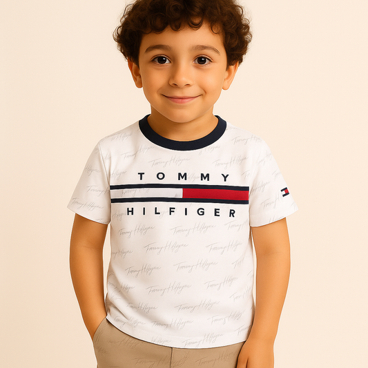 Tommy Hilfiger Kids' Signature Flag Stripe Logo T-Shirt