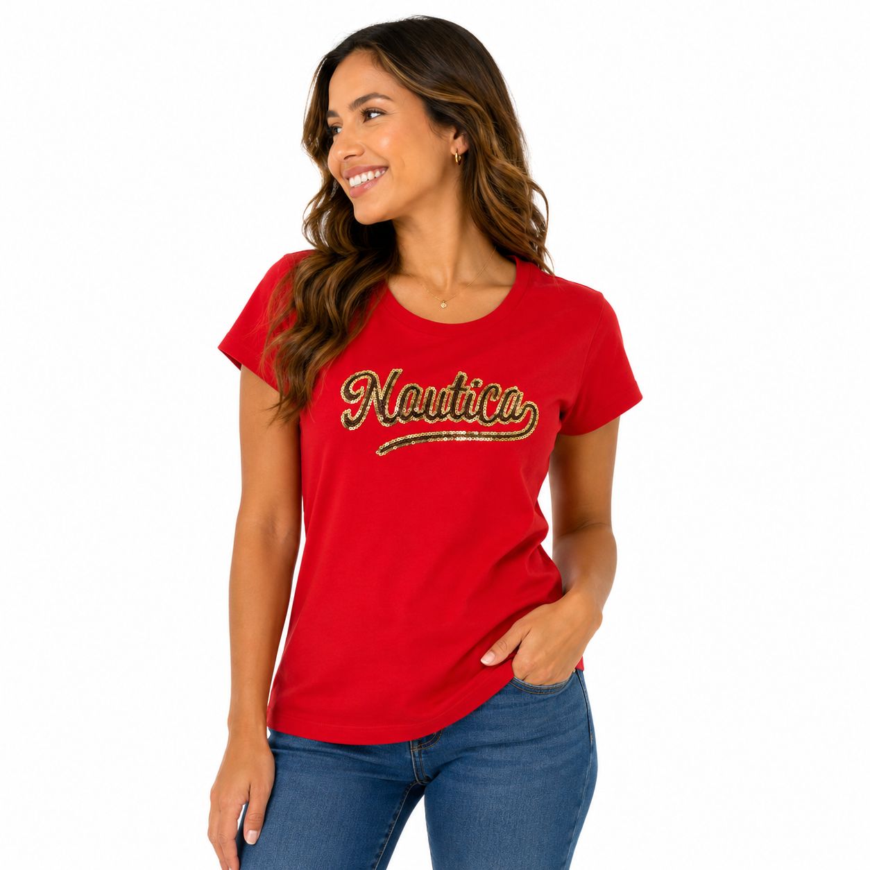 Nautica Sequin Logo Graphic T-Shirt
