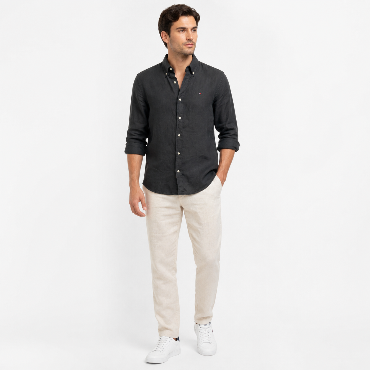 Tommy Hilfiger-Regular Fit Linen-Blend Shirt