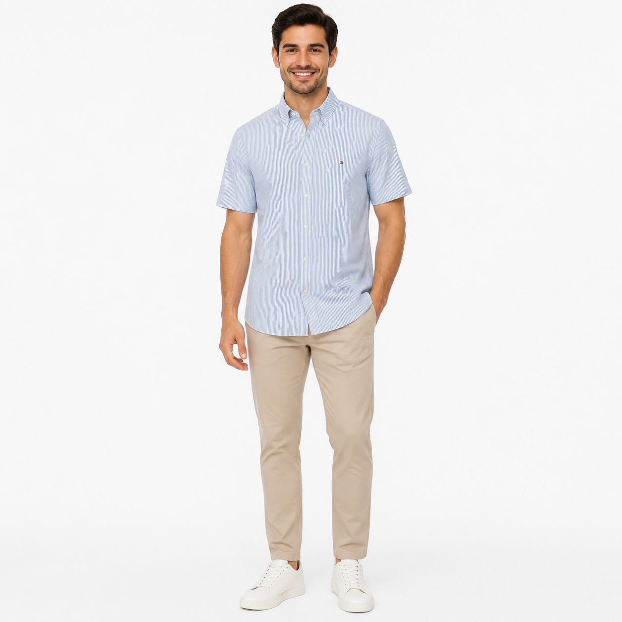 Tommy Hilfiger Short-Sleeve Striped Oxford Shirt